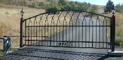 Powder Coated Ornamental Iron Gate With Address and Lamps